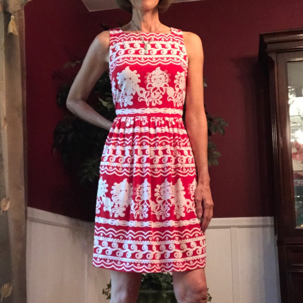 Red and White Dress